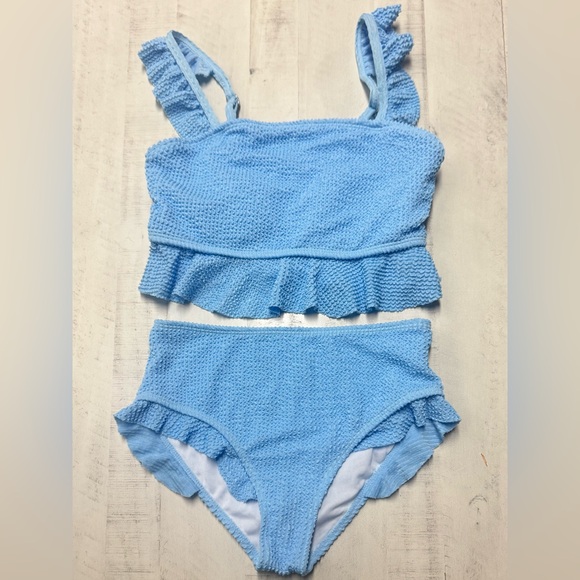 Other - BOGO Girl's 2 Piece Bathing Suit Ruffle Trim Summer Bikini Swimsuit size 12Y